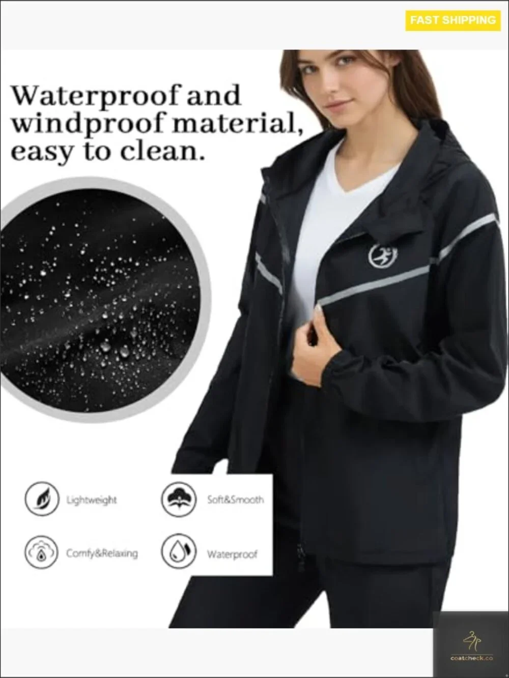 Lightweight Rain Jacket Waterproof Breathable Hooded Raincoat for Outdoor